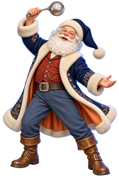 Santa Victorian Silver Sugar Sifter Ladle Vinyl Sticker Decal