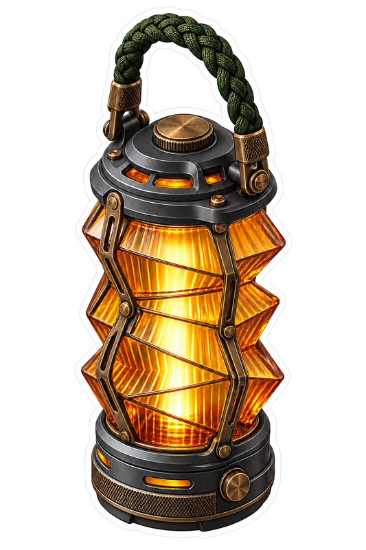Accordion Amber Glass Camping Lantern Vinyl Sticker Decal