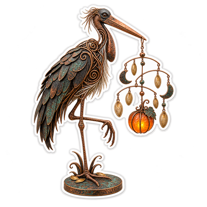 Copper Wire Marabou Pumpkin Seed Mobile Vinyl Sticker Decal
