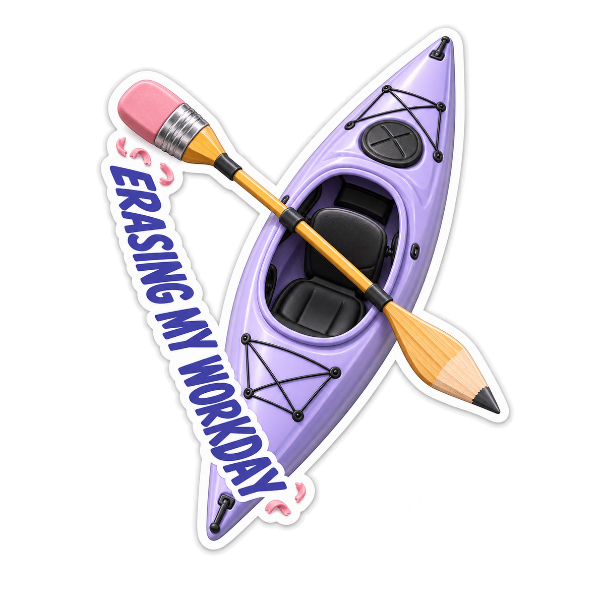 Kayak Pencil Paddle Workday Vinyl Sticker Decal
