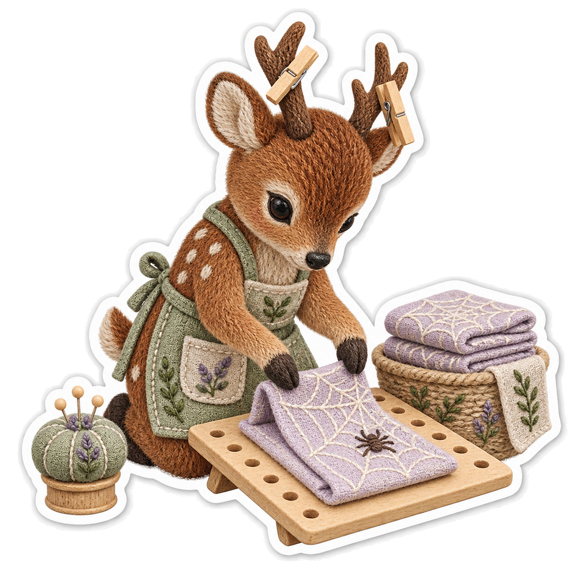 Sage Pudu Cobweb Laundry Folder Tailor Vinyl Sticker Decal
