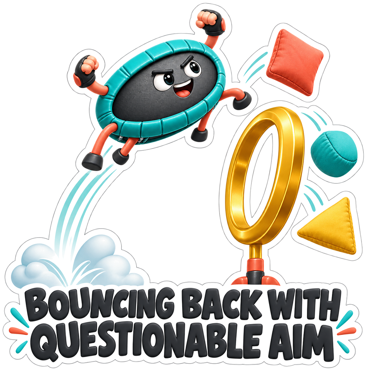Bouncing Questionable Aim Trampoline Vinyl Sticker Decal