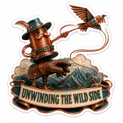 Unwinding the Wild Side Spool Bird Vinyl Sticker Decal