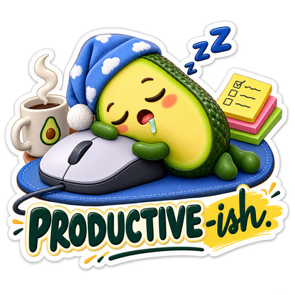 Productive Ish Sleepy Avocado Vinyl Sticker Decal