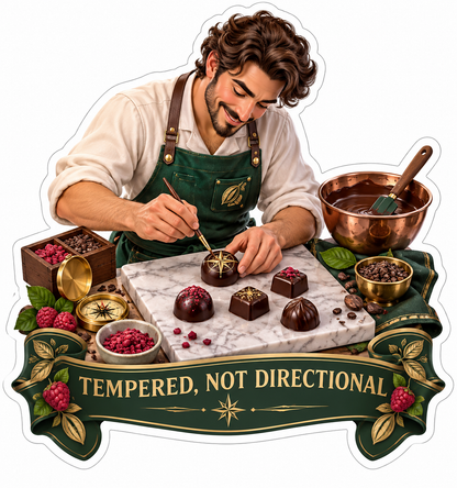 Tempered Not Directional Chocolate Chef Vinyl Sticker Decal