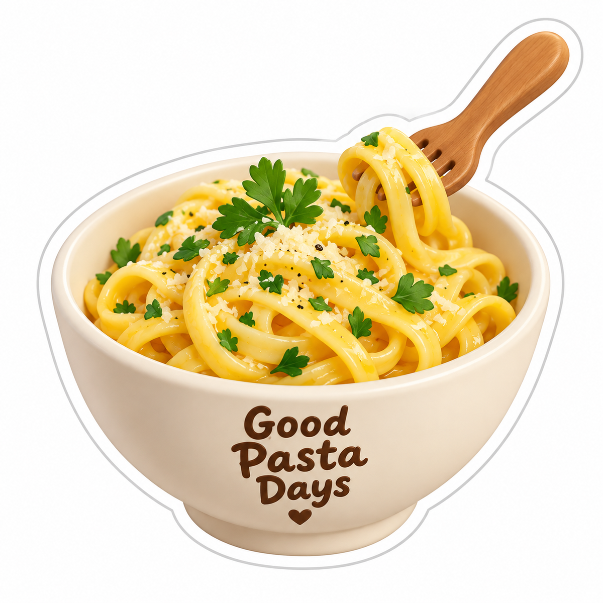 Cream Bowl Of Buttery Pasta Vinyl Sticker Decal