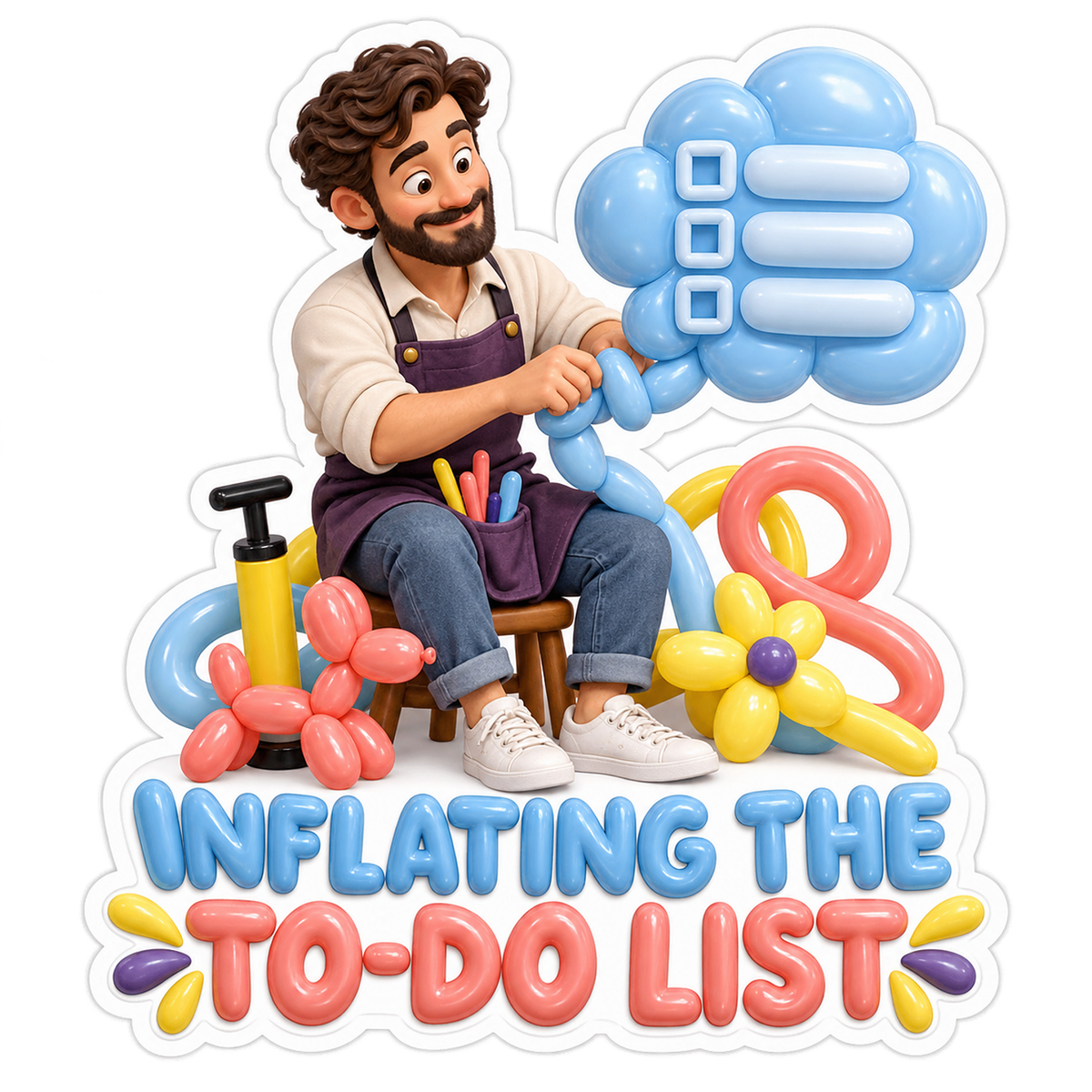 Inflating the To Do List Balloon Artist Vinyl Sticker Decal