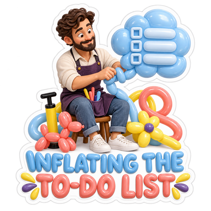 Inflating the To Do List Balloon Artist Vinyl Sticker Decal