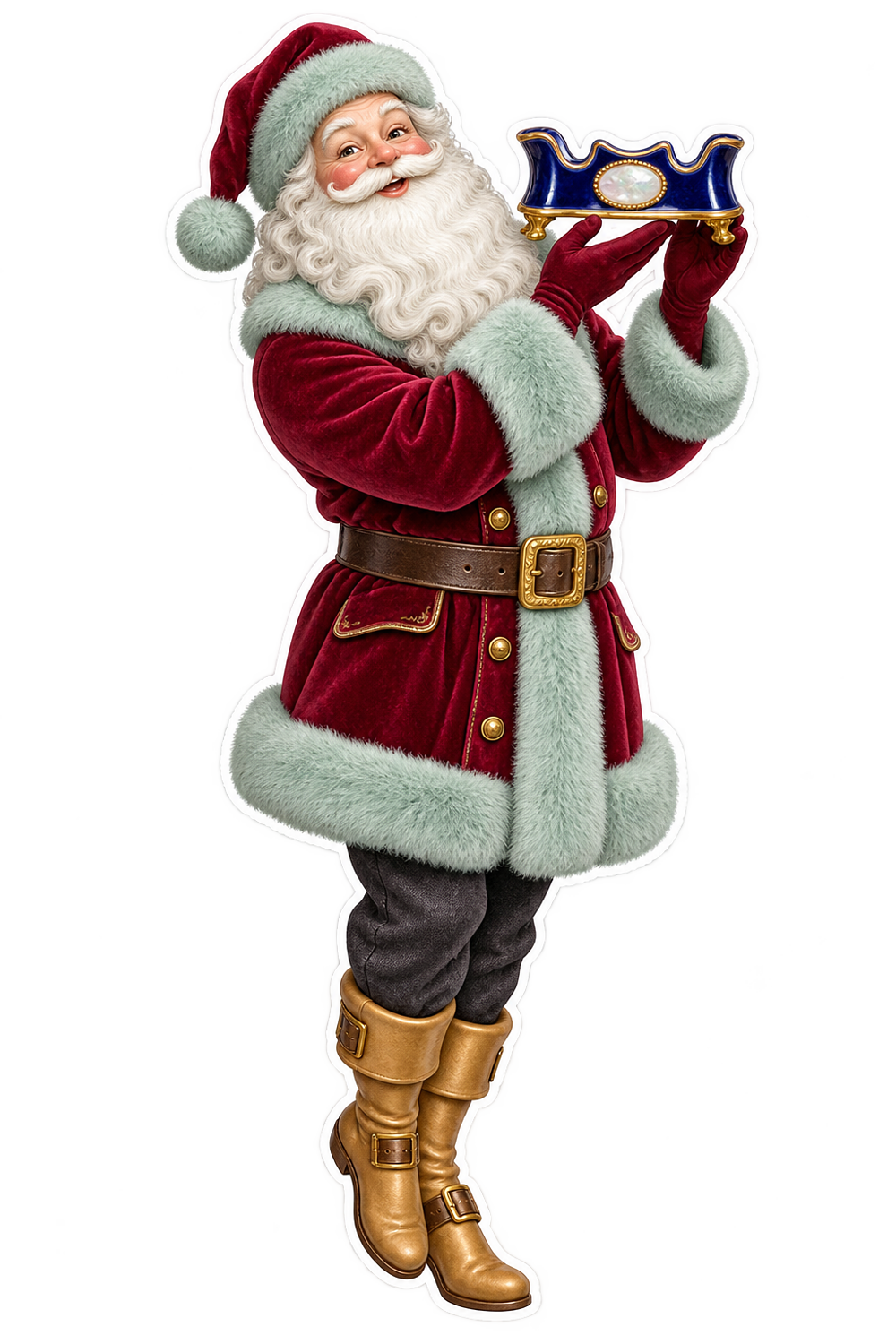 Santa Antique Cobalt Porcelain Palette Knife Rest Vinyl Sticker Decal