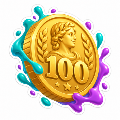 Playful Gold Medallion Embossed 100 Vinyl Sticker Decal