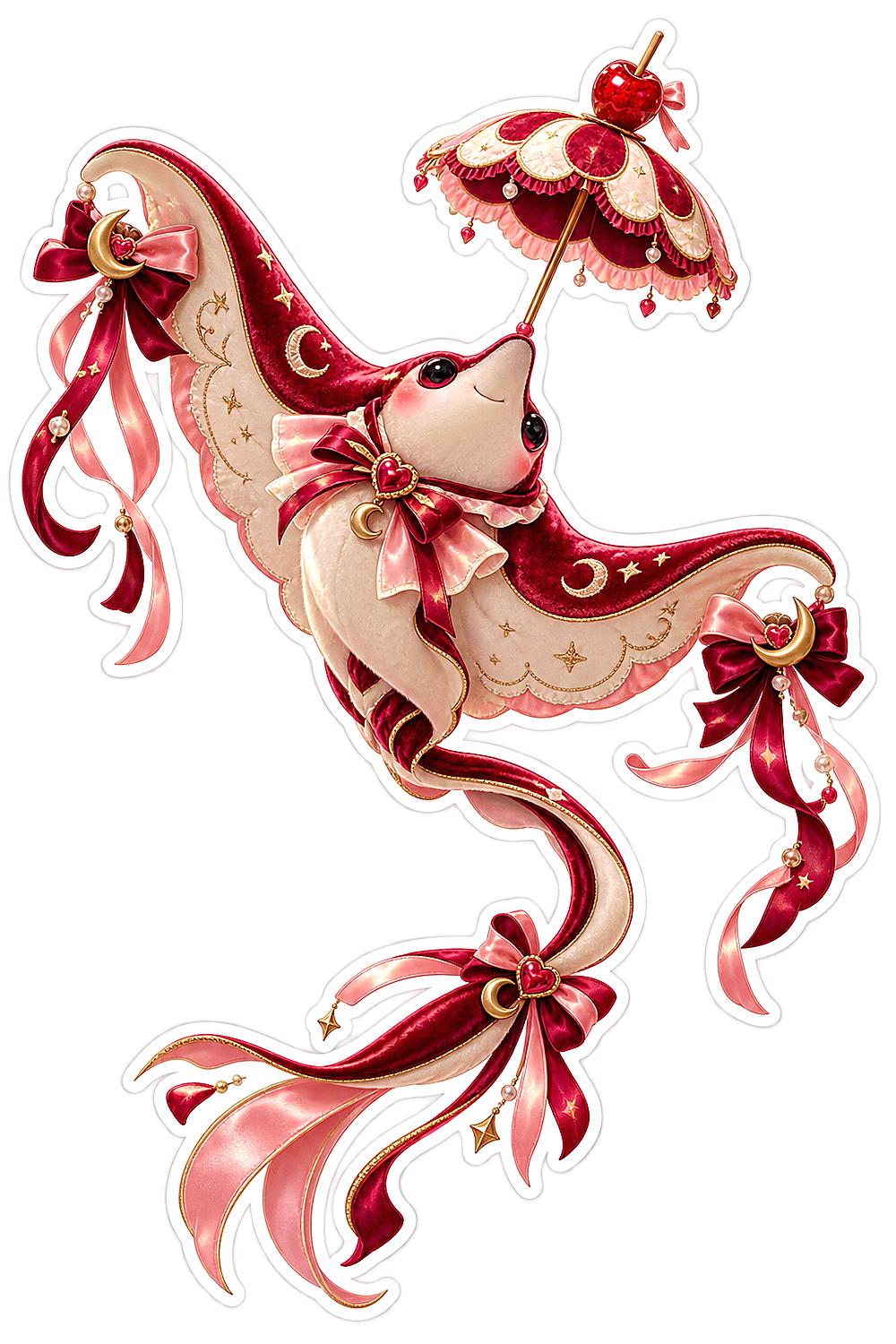 Pink Plush Manta Ray Candy Apple Parasol Vinyl Sticker Decal