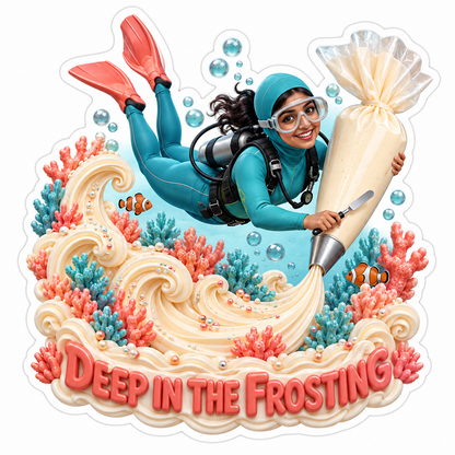 Deep in the Frosting Woman Scuba Baker Vinyl Sticker Decal
