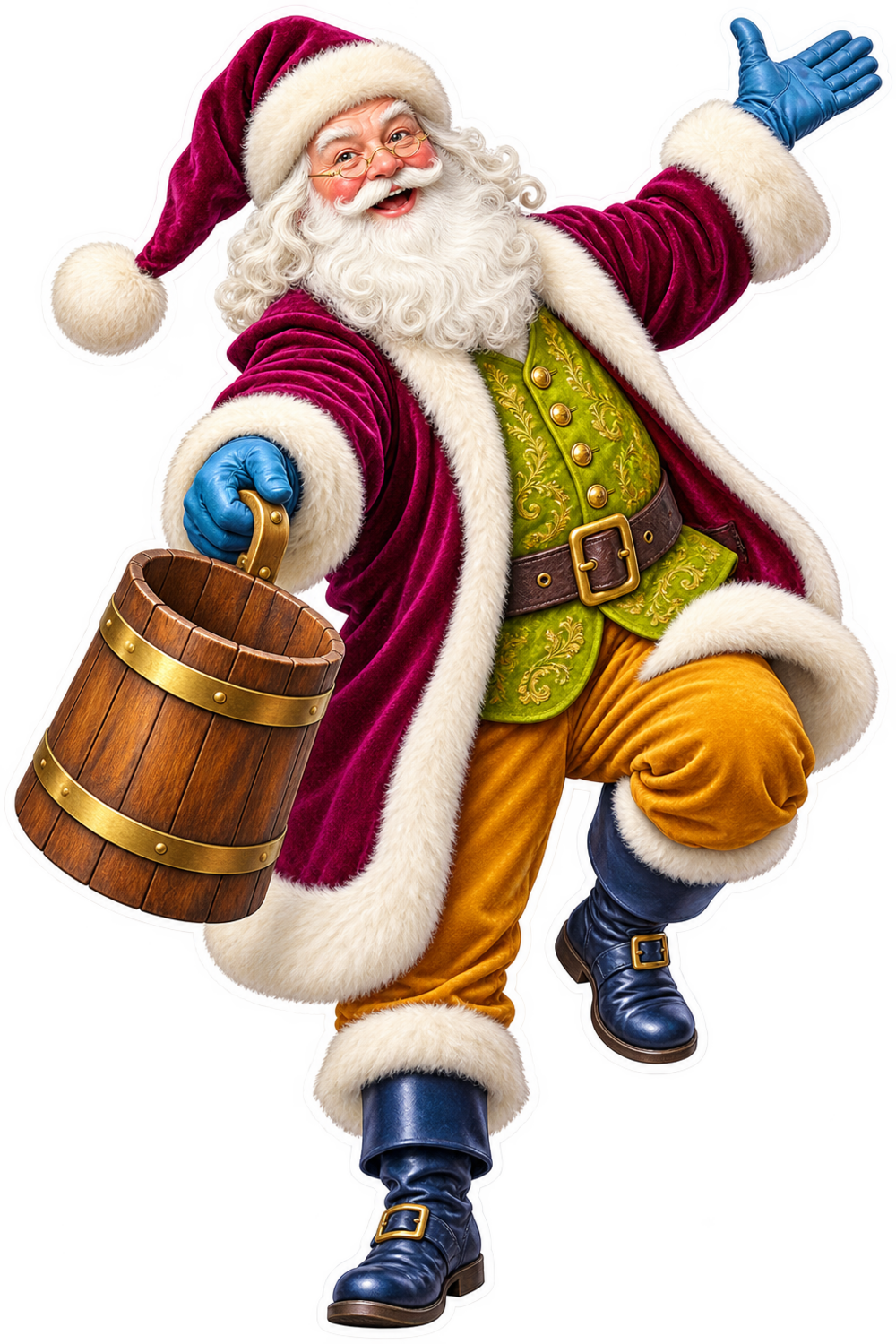 Santa Traditional Staved Wooden Cider Measure Vinyl Sticker Decal