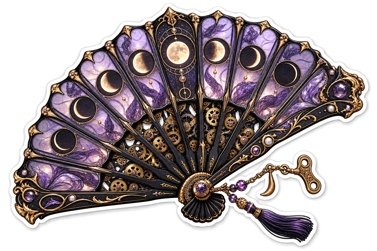 Gothic Folding Fan Automaton Vinyl Sticker Decal