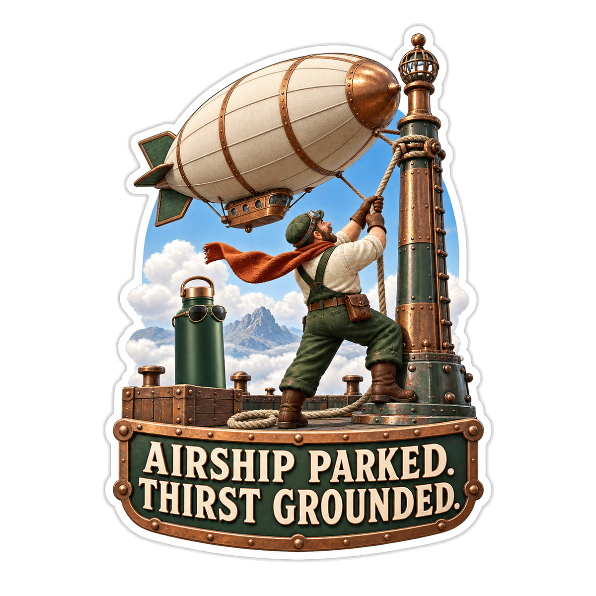 Airship Parked Vinyl Sticker Decal