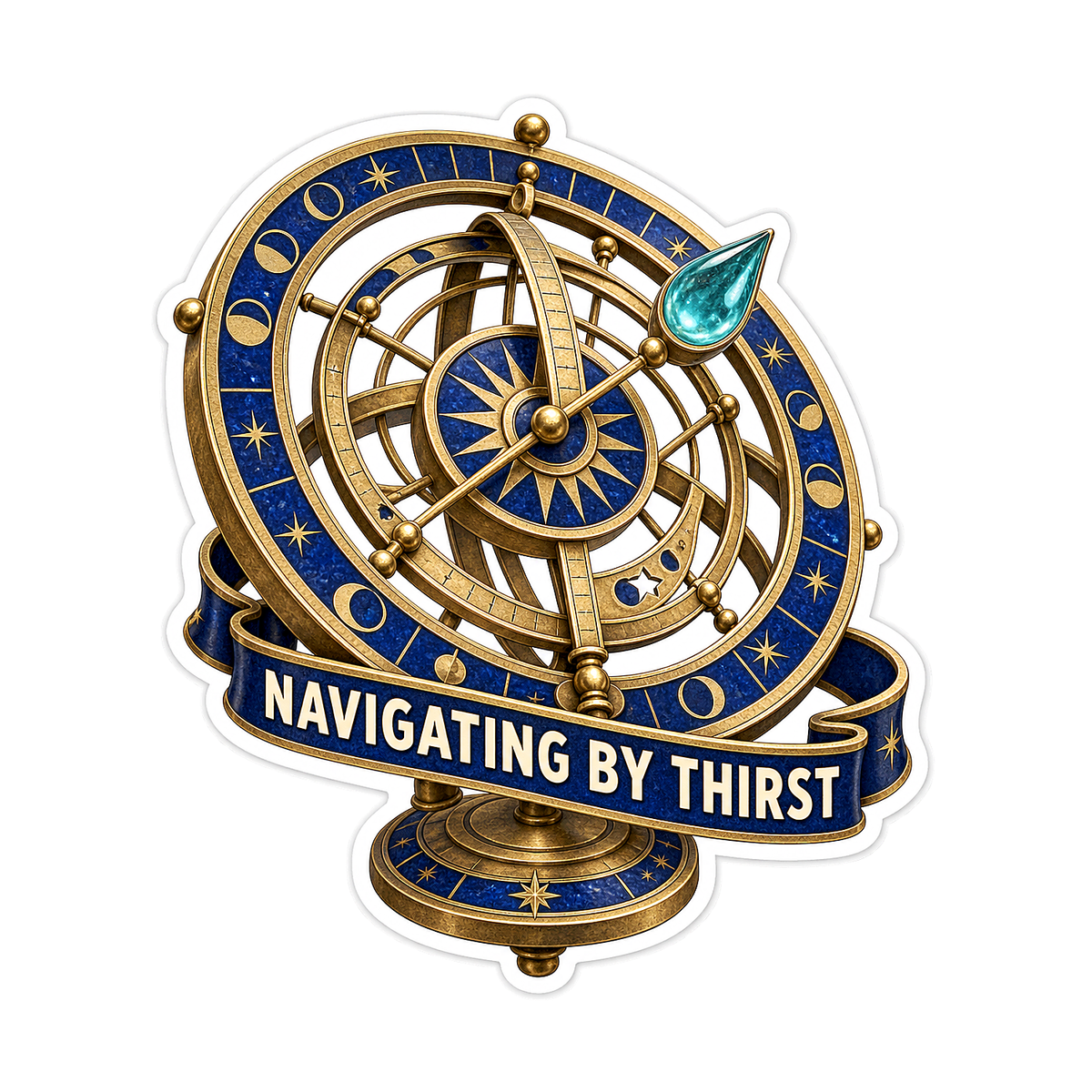 Navigating by Thirst Armillary Globe Vinyl Sticker Decal