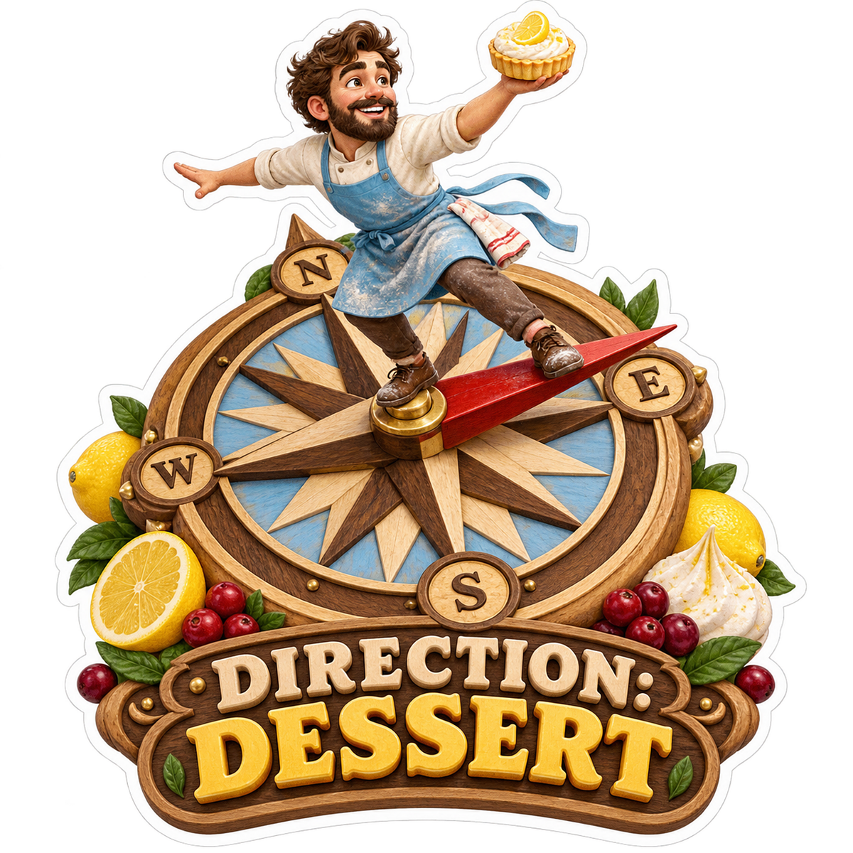Direction Dessert Man Compass Vinyl Sticker Decal