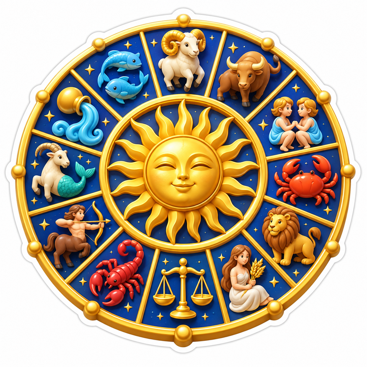 Golden Zodiac Wheel Vinyl Sticker Decal