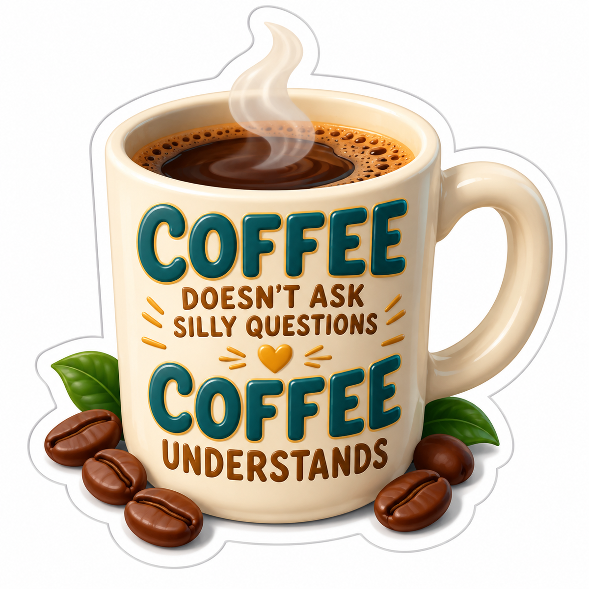 Coffee Understands Cream Mug Teal Gold Quote Vinyl Sticker Decal