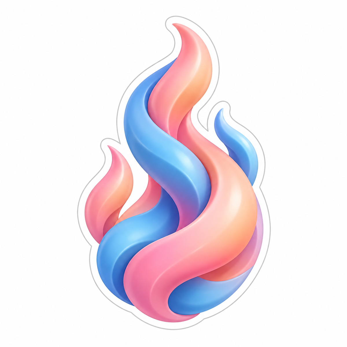 Pink Peach Blue Flame Ribbon Vinyl Sticker Decal