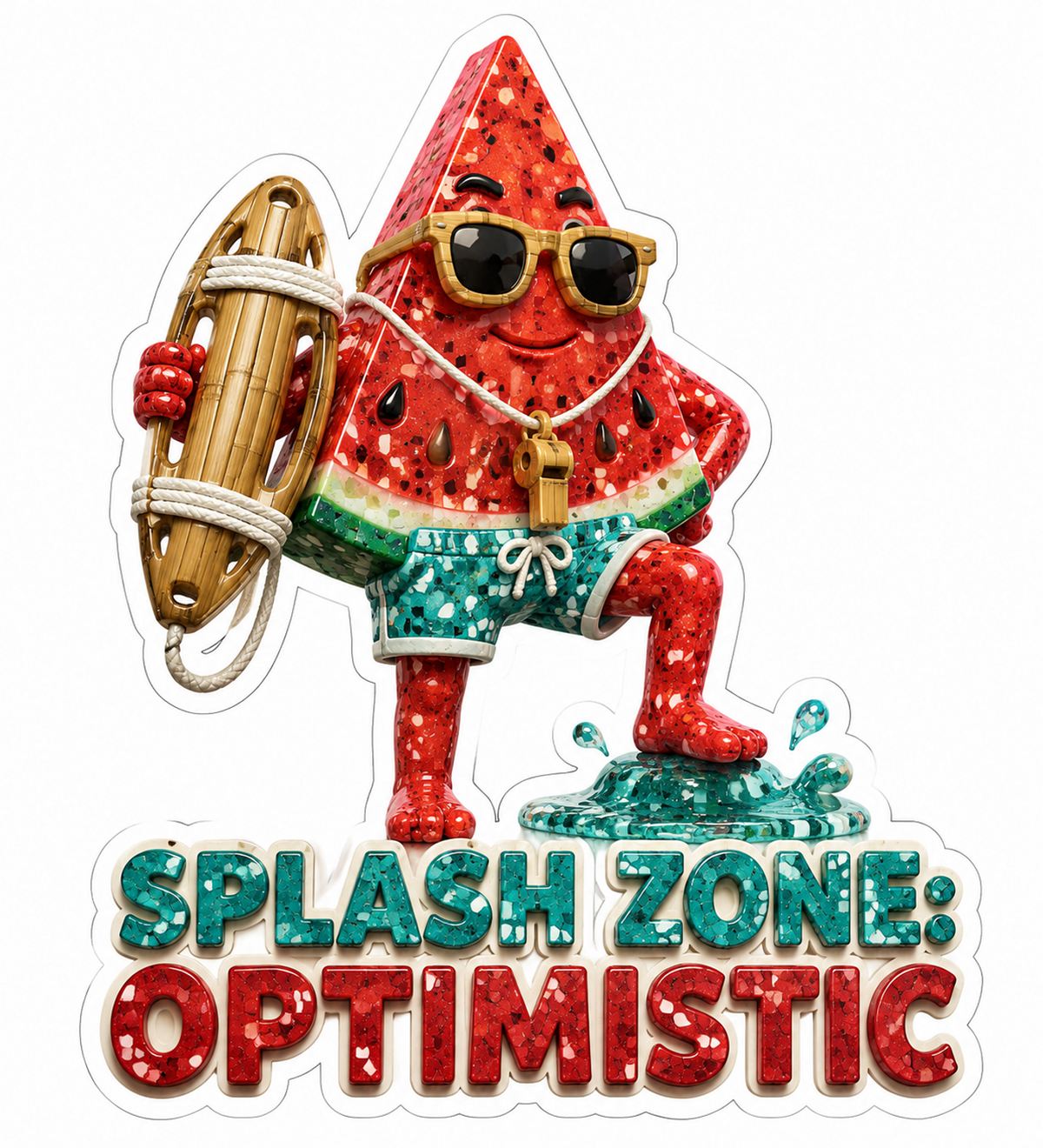 Splash Zone Optimistic Watermelon Surfer Vinyl Sticker Decal