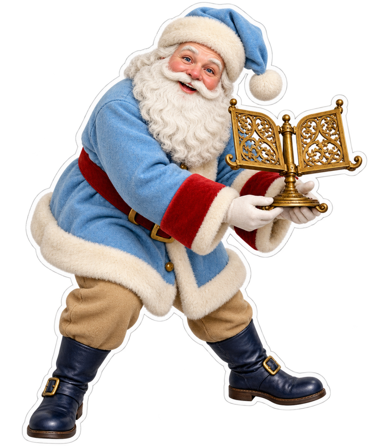 Santa Victorian Brass Library Book Holder Vinyl Sticker Decal
