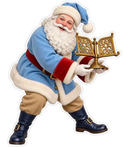 Santa Victorian Brass Library Book Holder Vinyl Sticker Decal
