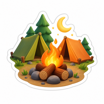 Campfire With Orange Flames And Three Logs Vinyl Sticker Decal
