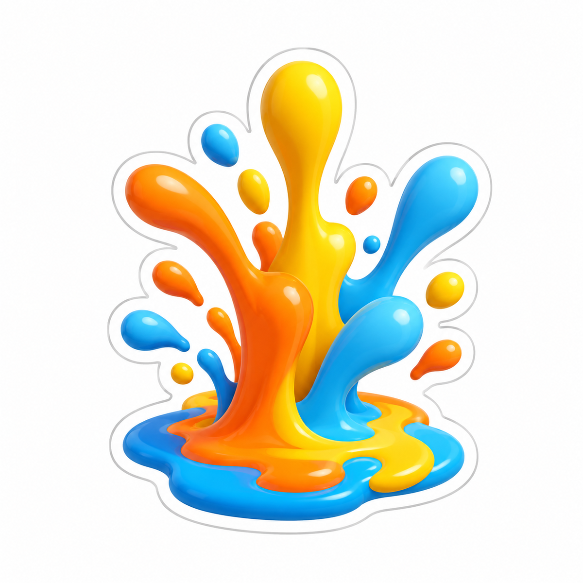 Orange Yellow Sky Blue Paint Puddle Splash Vinyl Sticker Decal