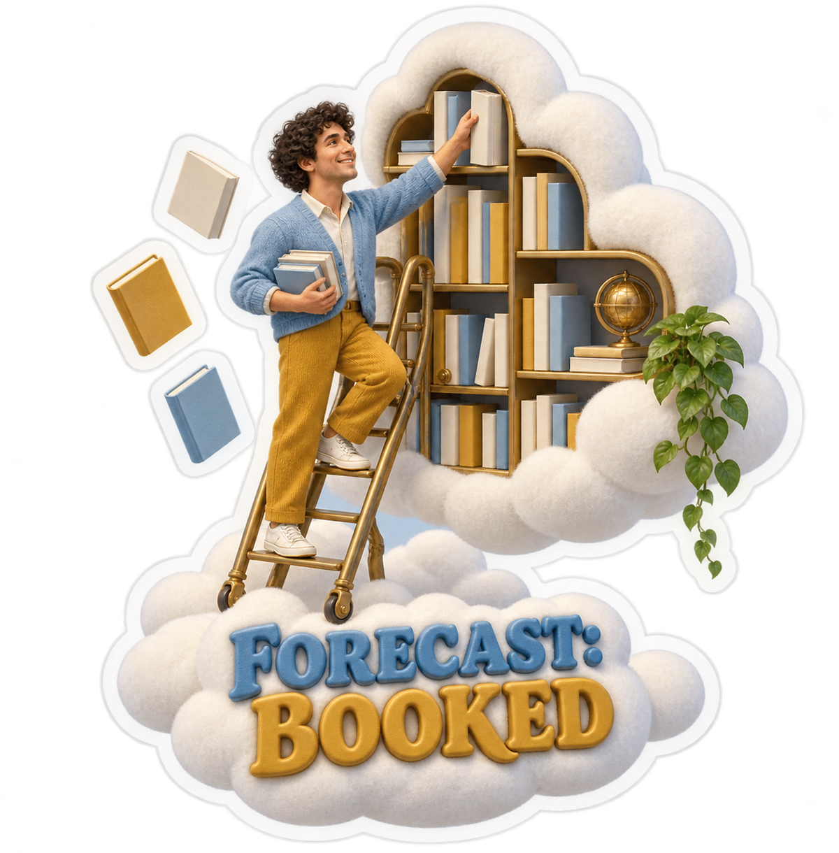 Forecast Booked Woman Cloud Library Vinyl Sticker Decal
