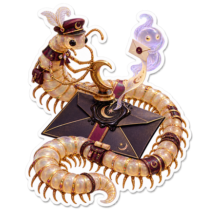 Vellum Gold Millipede Wax Seal Postmaster Vinyl Sticker Decal
