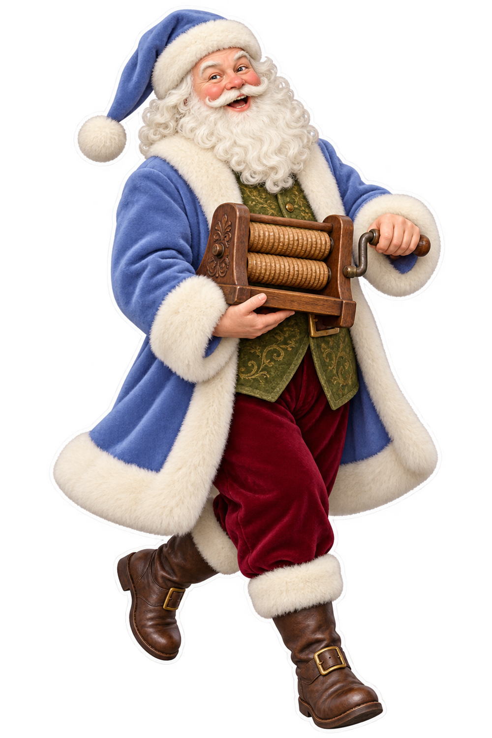 Santa Antique Wooden Paper Crimper Vinyl Sticker Decal
