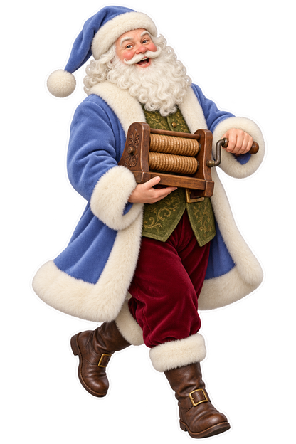Santa Antique Wooden Paper Crimper Vinyl Sticker Decal