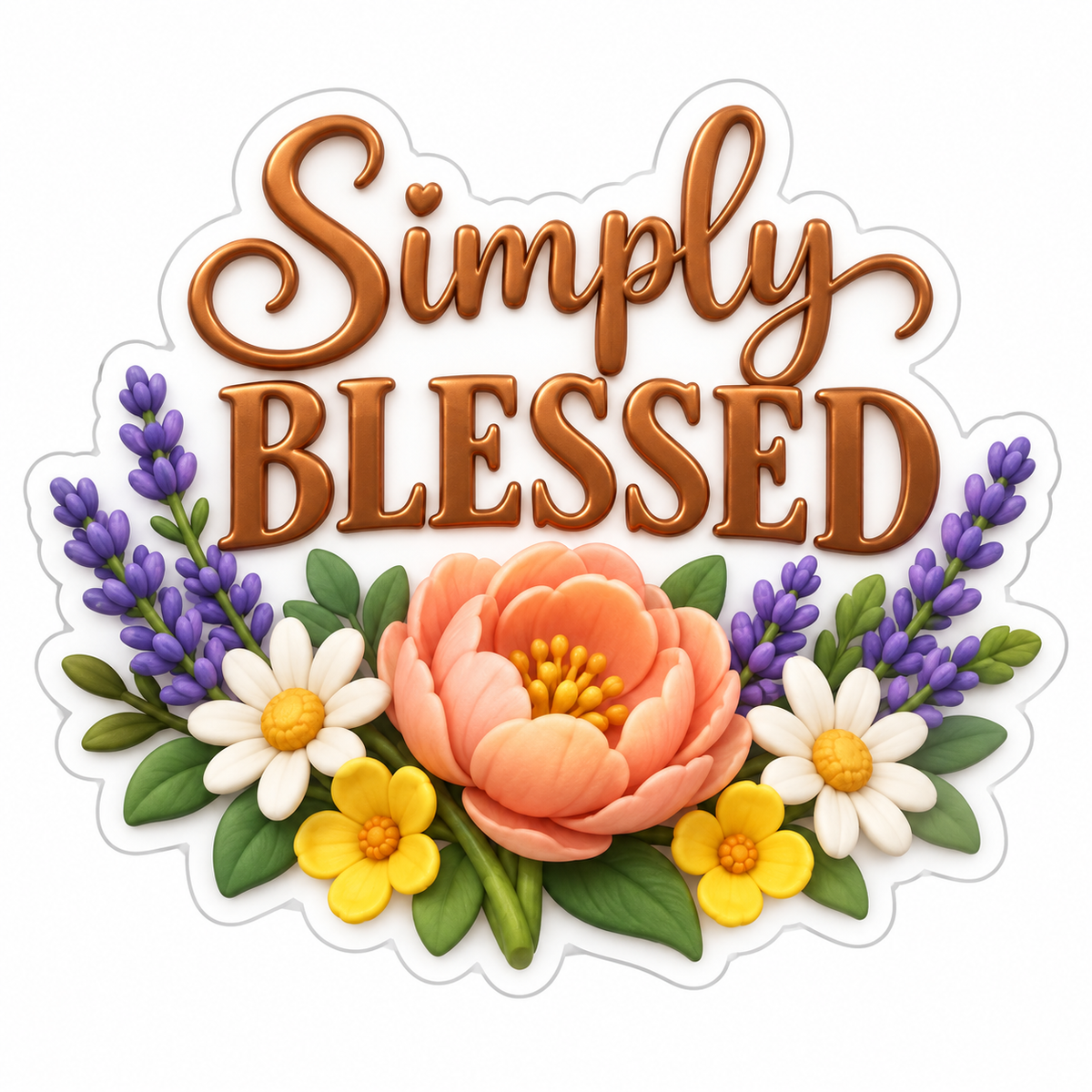 Simply Blessed Lavender Peach Vinyl Sticker Decal