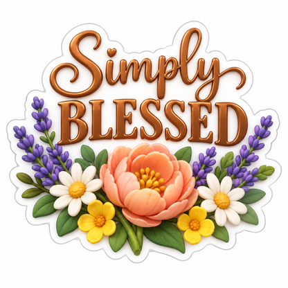 Simply Blessed Lavender Peach Vinyl Sticker Decal