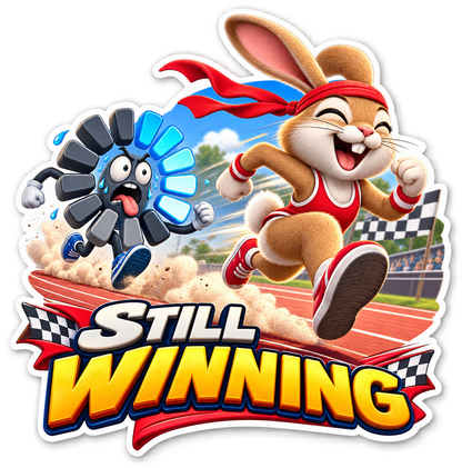 Still Winning Rabbit Crossing Finish Line Vinyl Sticker Decal