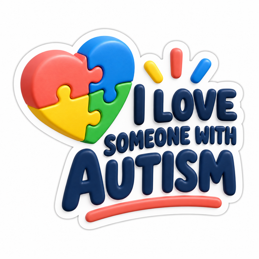 I Love Someone With Autism Coral Navy Vinyl Sticker Decal