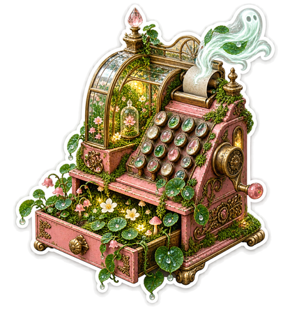 Rose Haunted Floral Cash Register Greenhouse Vinyl Sticker Decal