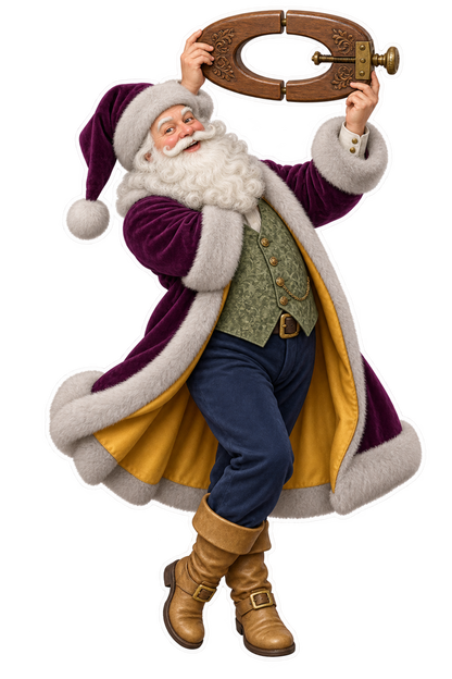 Santa Antique Wooden Collar Stretcher Vinyl Sticker Decal
