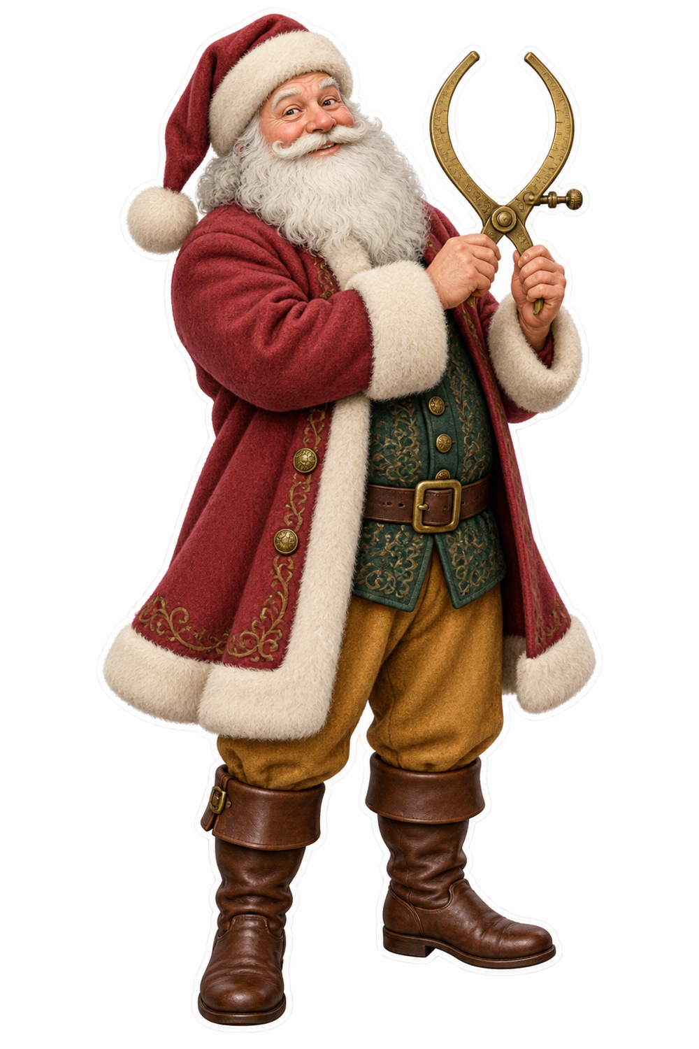 Santa Antique Brass Phrenology Calipers Vinyl Sticker Decal