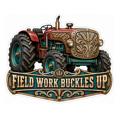 Field Work Buckles Up Vinyl Sticker Decal