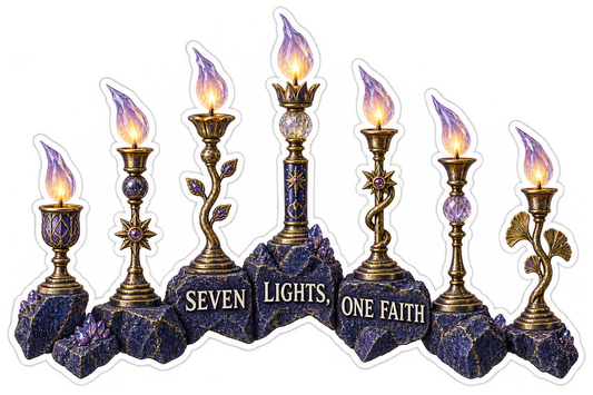 Bible Seven Lights One Faith Candlesticks Vinyl Sticker Decal