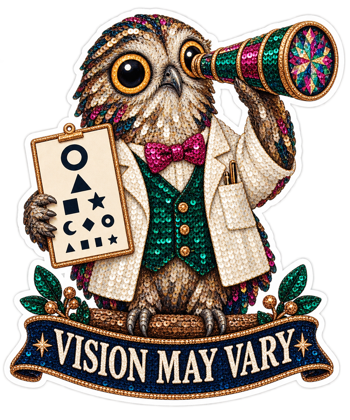 Vision May Vary Owl Eye Chart Vinyl Sticker Decal