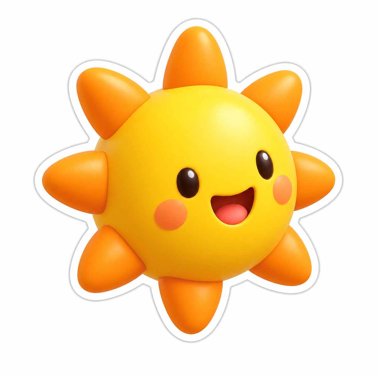 Yellow Sun With Dark Eyes And Orange Rays Vinyl Sticker Decal