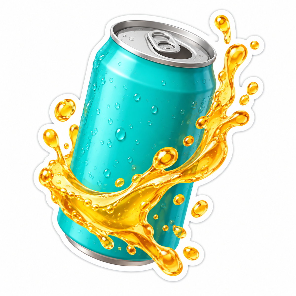 Plain Turquoise Fizzy Drink Can Vinyl Sticker Decal