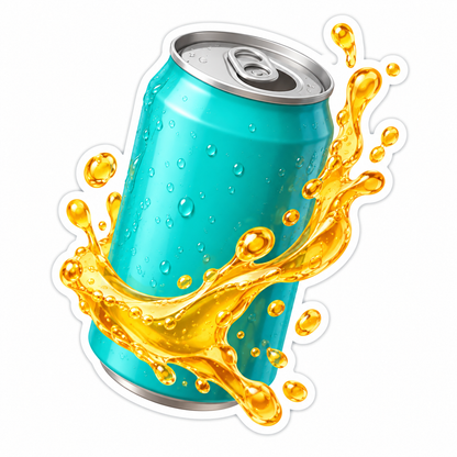 Plain Turquoise Fizzy Drink Can Vinyl Sticker Decal