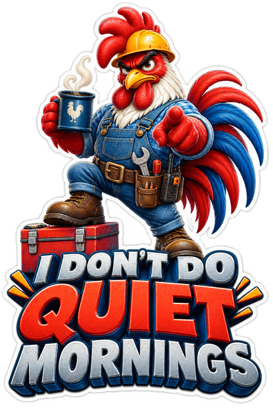 I Don't Do Quiet Mornings Rooster Vinyl Sticker Decal