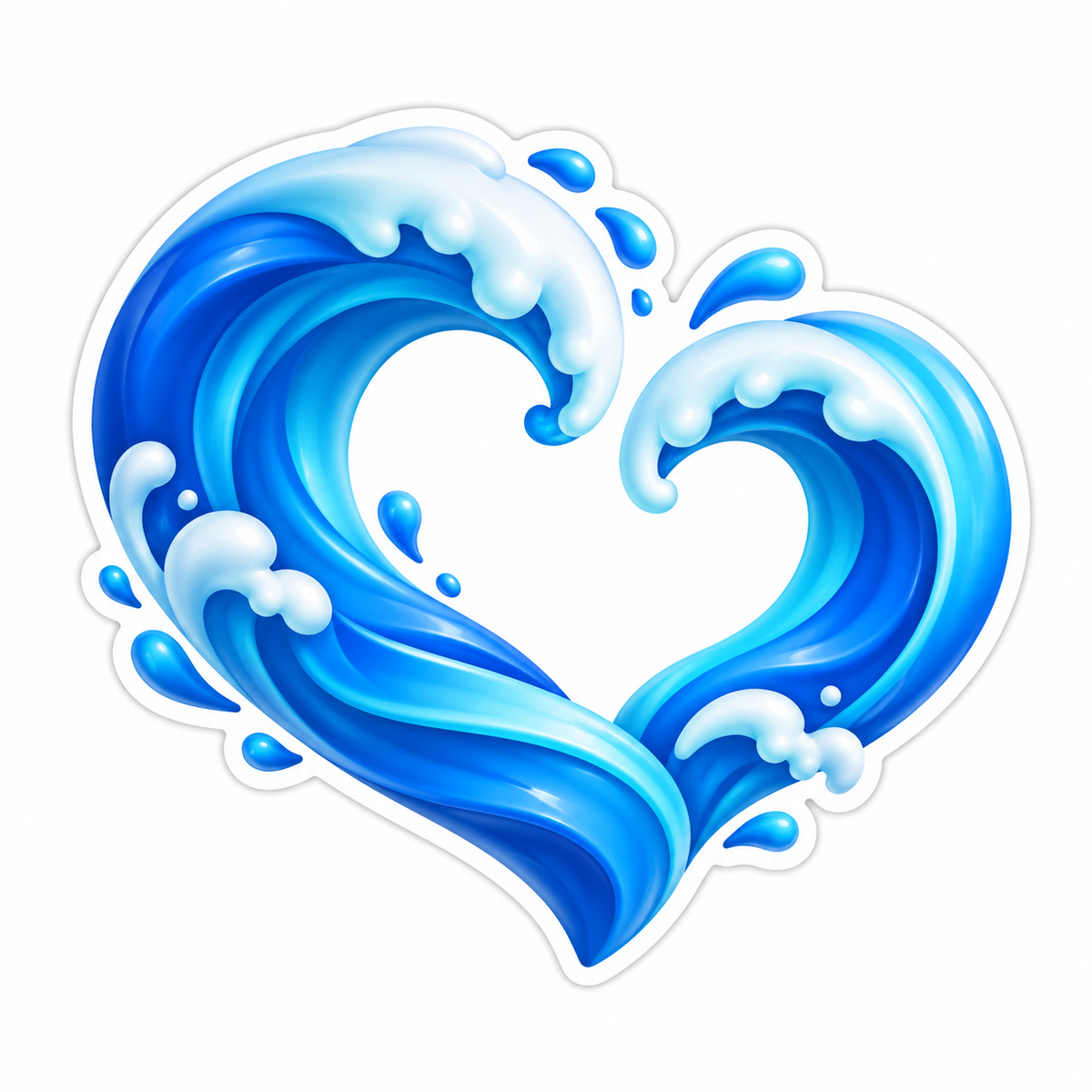 Cobalt Cyan Water Ribbon Heart Vinyl Sticker Decal
