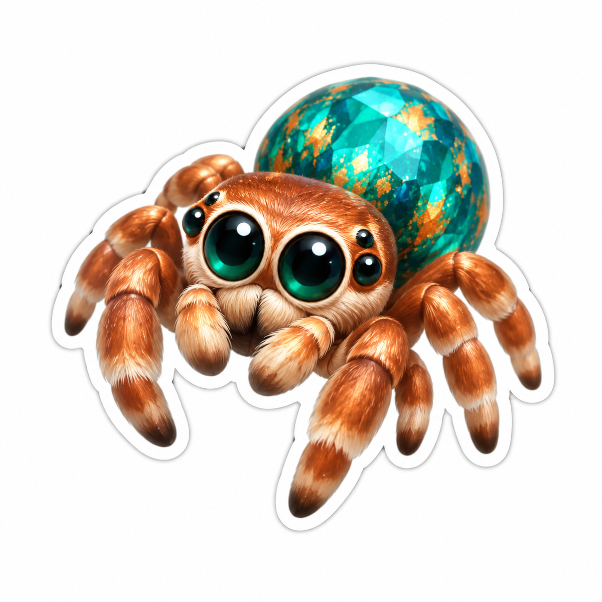 Copper Jumping Spider With Teal Jeweled Abdomen Vinyl Sticker Decal