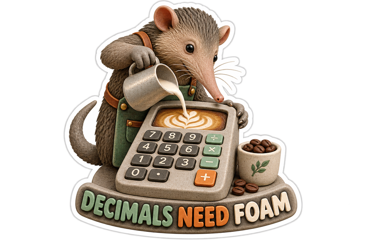 Decimals Need Foam Elephant Shrew Coffee Vinyl Sticker Decal